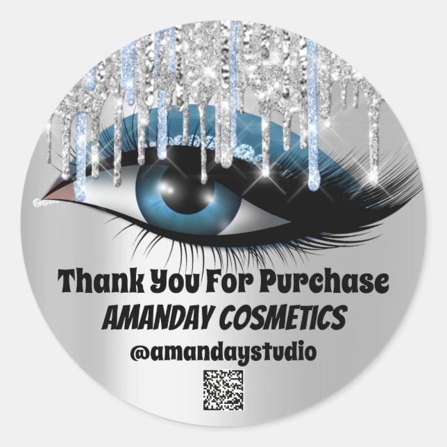 Sticker Rond Logo Lashes Extension Maquillage Artiste Grey QRCO (Devant)