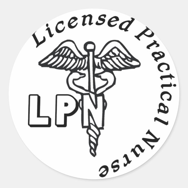 STICKER ROND LOGO LPN CADUCEUS LICENCIÉ INFIRMIER PRATIQUE (Devant)