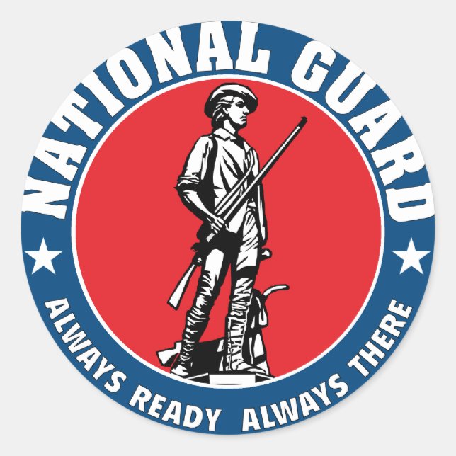 Sticker Rond Logo militaire Minuteman de la Garde nationale de  (Devant)