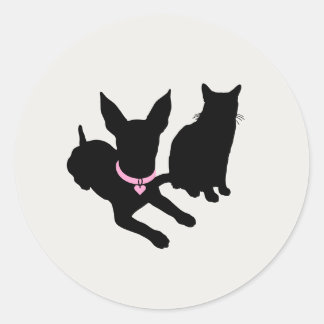 Sticker Rond Logo minimaliste de garde d'animaux en silhouette 