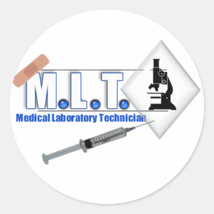 STICKER ROND LOGO MLT W/ MICROSCOPE - TECHNIQUE LABORATOIRE MÉD