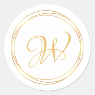 Sticker Rond Logo monogramme moderne en cercle doré