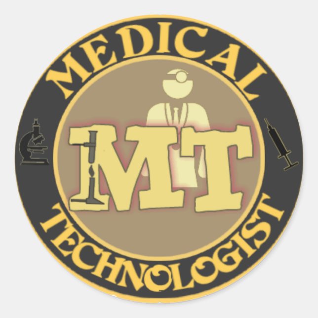 STICKER ROND LOGO MT BADGE - TECHNOLOGUE MÉDICALE - LABORATOIRE (Devant)