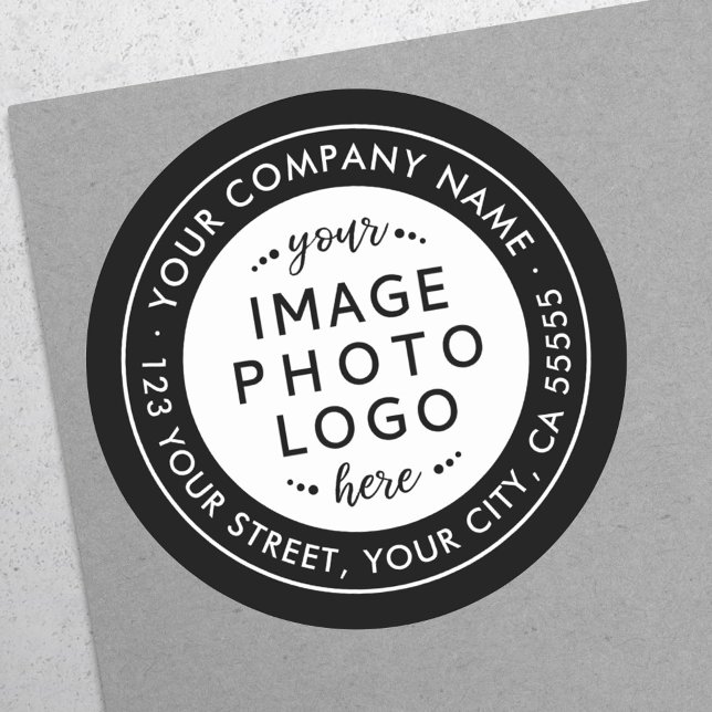 Sticker Rond Logo noir et blanc adresse de retour (Créateur téléchargé)
