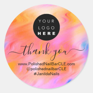 Sticker Rond Logo Nom Merci Business Ombre Holograph Paint