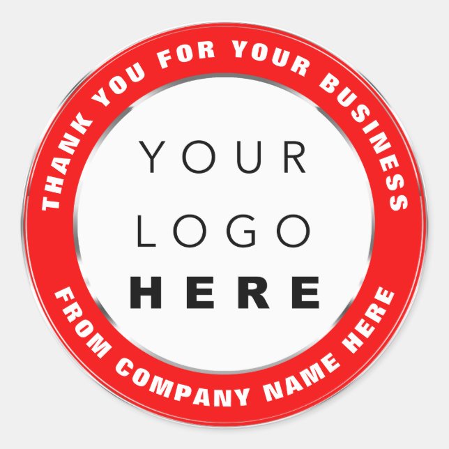 Sticker Rond Logo Nom Merci Web Shopping Noir Rouge (Devant)