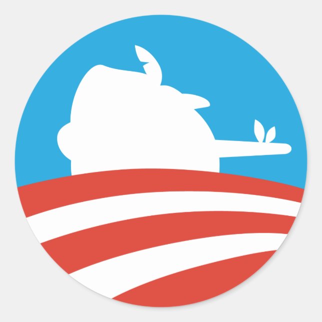 Sticker Rond Logo Obama Pinocchio (Devant)