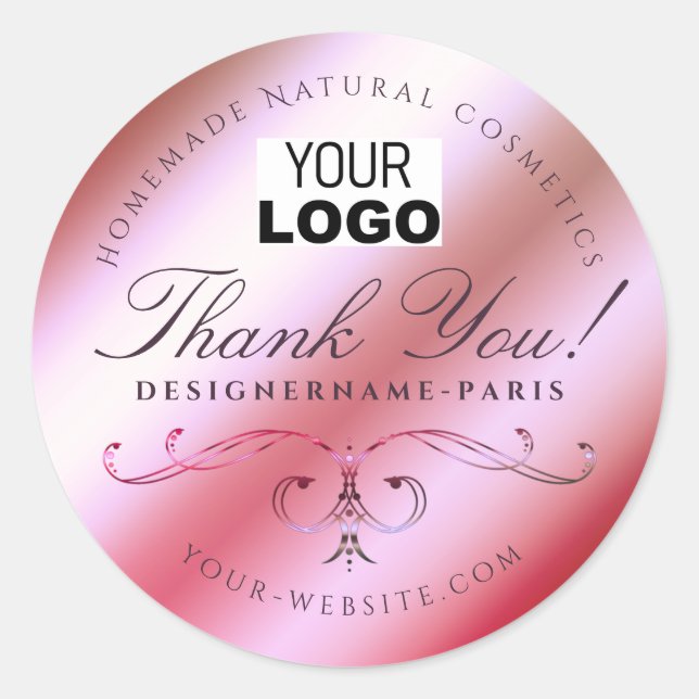 Sticker Rond Logo Ornate Gradient Rosée Fille (Devant)