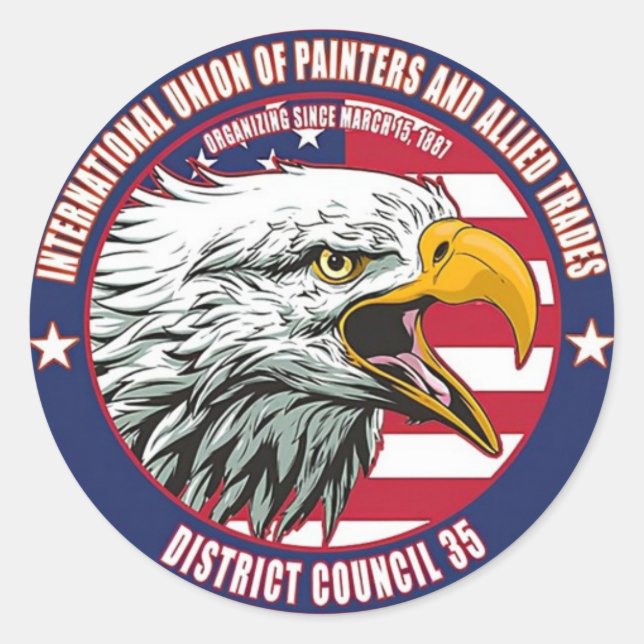 Sticker Rond Logo Painters Union District 35 Eagle (Devant)