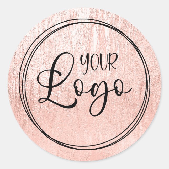 Sticker Rond Logo Pale Rose Gold Glam Texture (Devant)