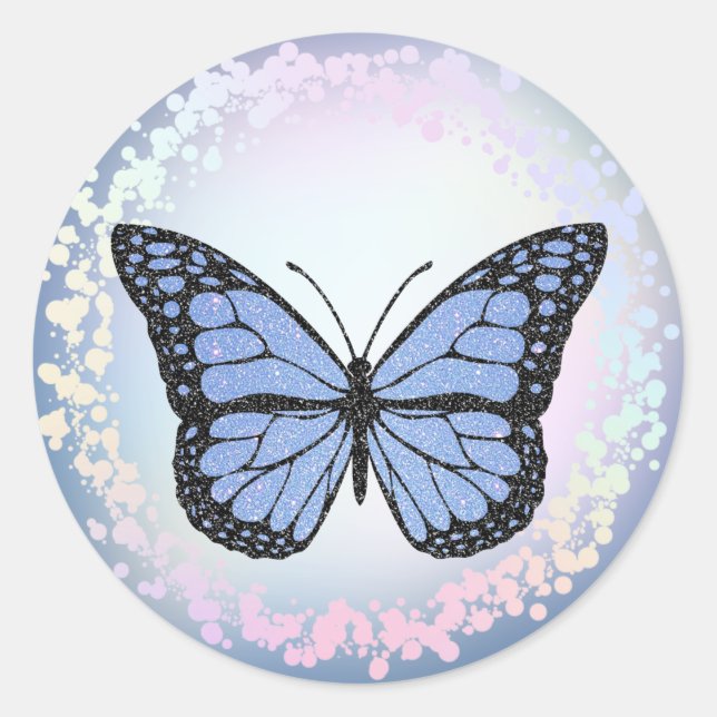 Sticker Rond logo papillon bleu (Devant)