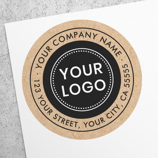 Sticker Rond Logo personnalisé Adresse de retour d'affaires Kra (Créateur téléchargé)
