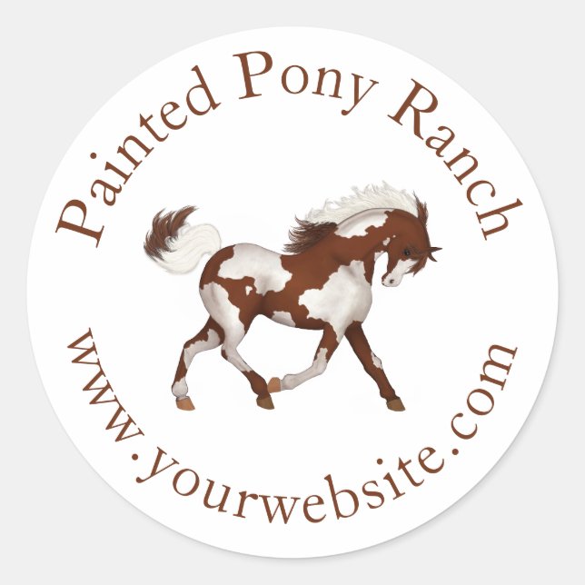 Sticker Rond Logo personnalisé Cheval Peinture Cheval Trotting  (Devant)