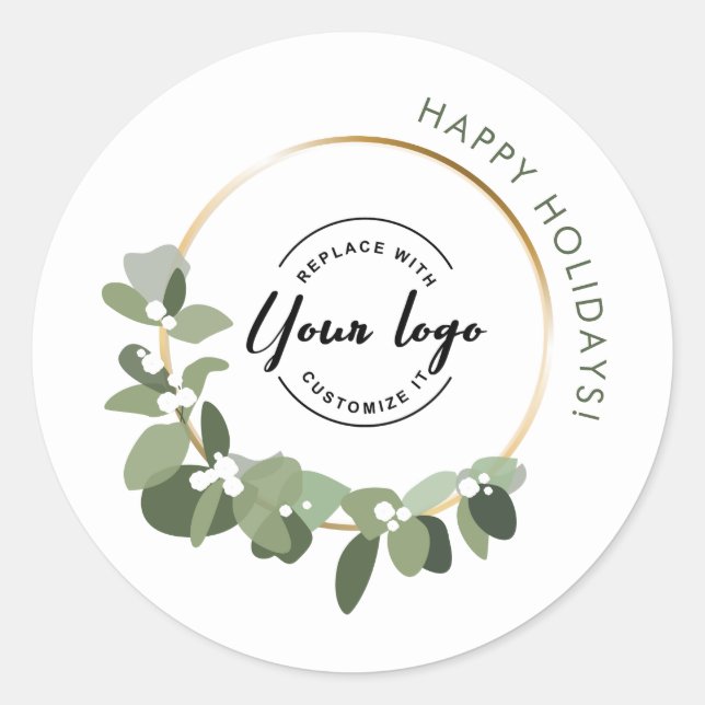 Sticker Rond Logo personnalisé de la couronne de Noël moderne J (Devant)