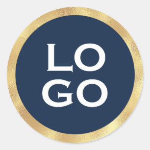 Sticker Rond Logo personnalisé de l'entreprise et cadre doré su