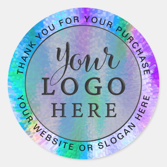Sticker Rond Logo personnalisé de l'entreprise Iridescente Holo (Devant)