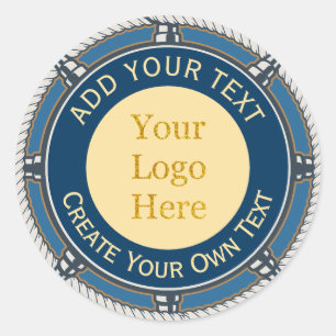 Sticker Rond Logo personnalisé Entreprise Corde Naution Bleu et