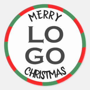 Sticker Rond Logo personnalisé Joyeux Noël Bonbon en spirale