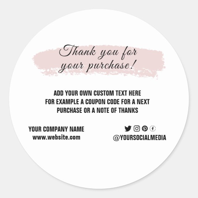 Sticker Rond Logo personnalisé médias sociaux élégant carte de  (Devant)