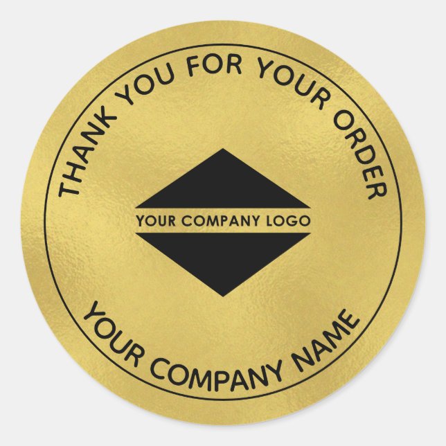 Sticker Rond Logo personnalisé | Or Merci (Devant)