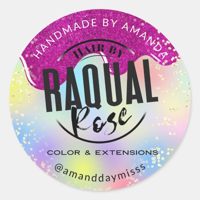 Sticker Rond Logo Personnalisé Petit Entreprise Confetti Hologr (Devant)