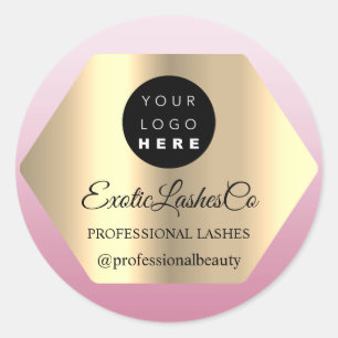 Sticker Rond Logo Personnalisé Pink Gold Nom Instagra Social Mo