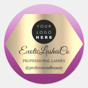 Sticker Rond Logo Personnalisé Pink Gold Nom Instagra Social Om