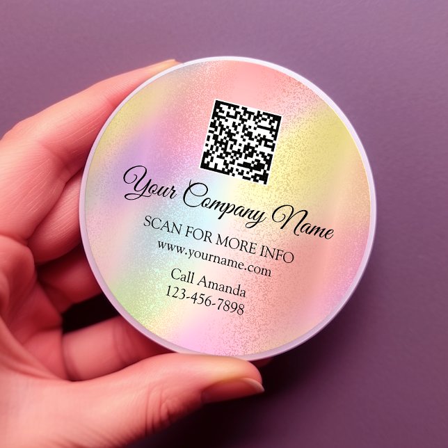 Sticker Rond Logo personnalisé QR Code promotionnel Rose Pastel (Créateur téléchargé)