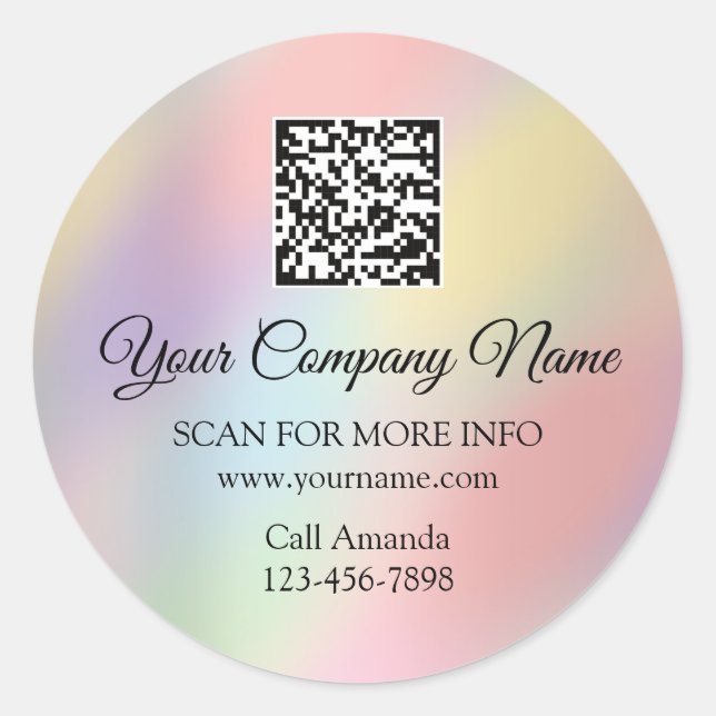 Sticker Rond Logo personnalisé QR Code Rose promotionnel Ombre  (Devant)