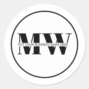 Sticker Rond Logo personnalisé Simple Noir & Blanc Business Mon