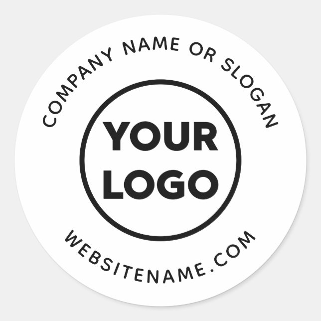 Sticker Rond Logo personnalisé Site d'affaires et Slogan (Devant)