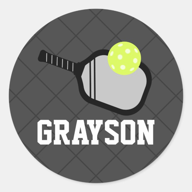 Sticker Rond Logo Pickleball Nom noir (Devant)