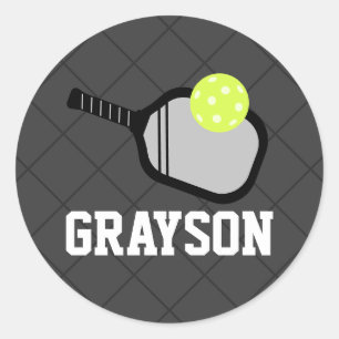 Sticker Rond Logo Pickleball Nom noir