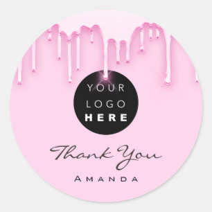 Sticker Rond Logo Pinky de l'artiste maquillage de nom d'entrep