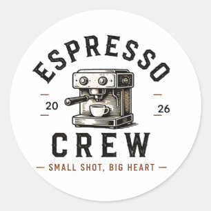 Sticker Rond ☕ Logo pour le personnel du bar à café Espresso Cr