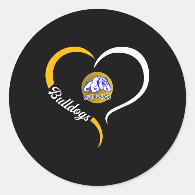 Sticker Rond Logo Princeton Bulldogs Demi-Coeur Slogan Hs (Devant)