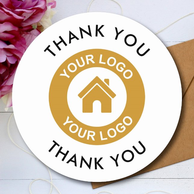 Sticker Rond Logo Professionnel Personnalisé Et Texte Merci (Créateur téléchargé)
