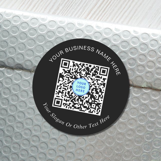 Sticker Rond Logo promotionnel de code QR professionnel noir (Créateur téléchargé)