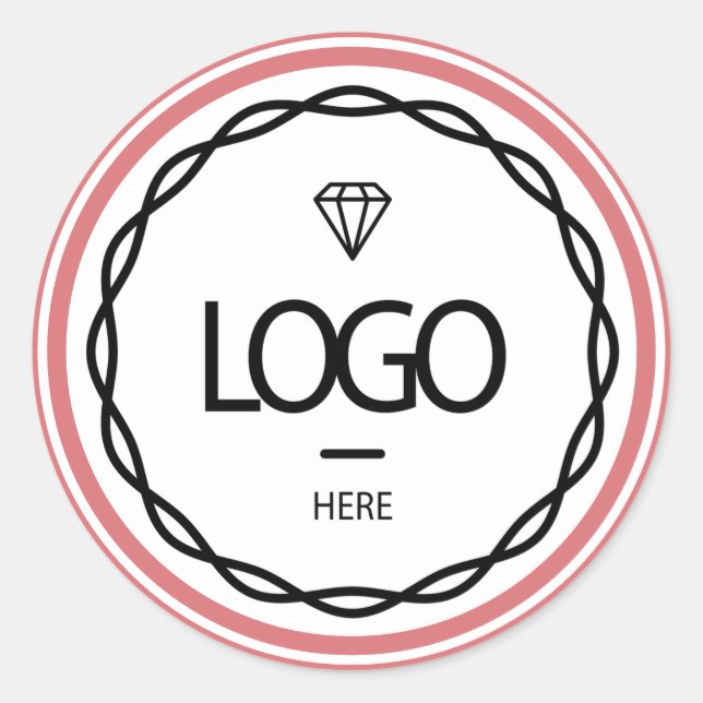 Sticker Rond Logo promotionnel personnalisé Rose en poudre beau (Devant)