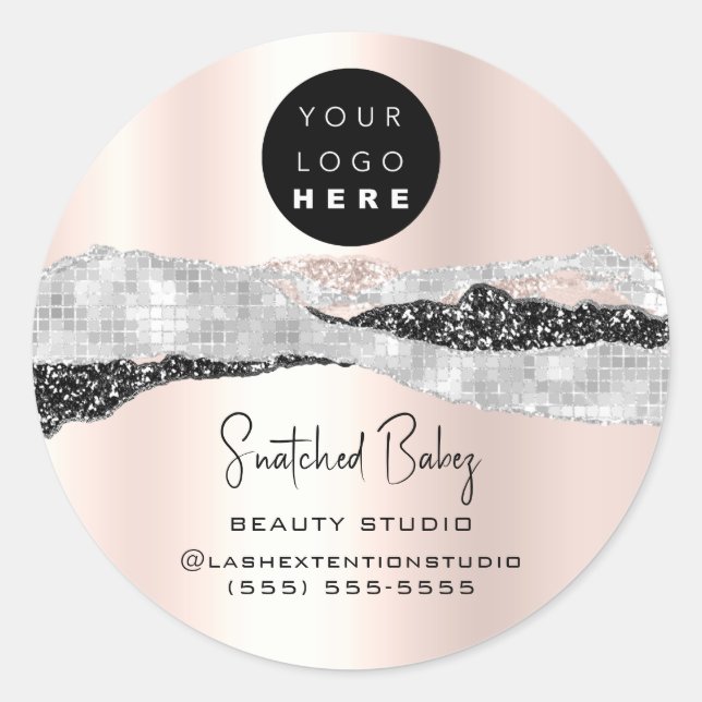 Sticker Rond Logo QR Code Boutique en ligne Rose Parties scinti (Devant)