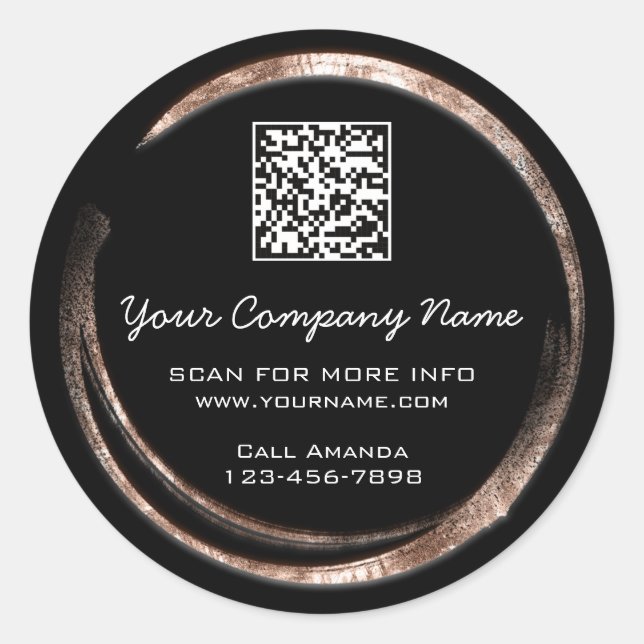 Sticker Rond Logo QR Code promotionnel Boutique Rose Cercle noi (Devant)