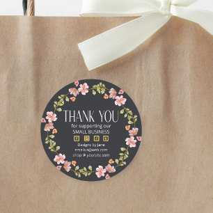 Sticker Rond Logo Remerciement Petite Entreprise Fleur Dusty Pi