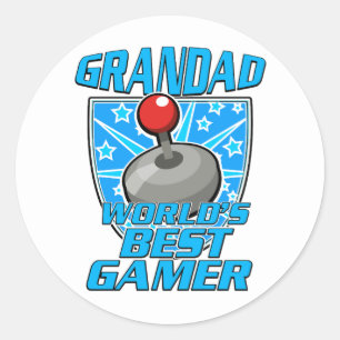Sticker Rond Logo rétro Grandad meilleur gamer du monde