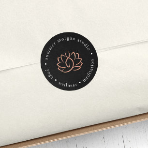 Sticker Rond Logo rose Gold Lotus Yoga Wellness Spa