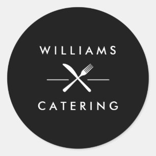 Sticker Rond Logo Rustic Crossed Fork Knife