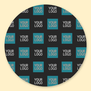 Sticker Rond Logo simple à répétition 2   Blanc