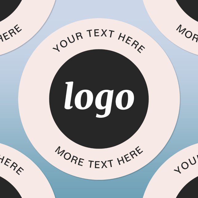 Sticker Rond Logo Simple Avec Entreprise Rose Vierge (Logo and text business promotional blush pink stickers)
