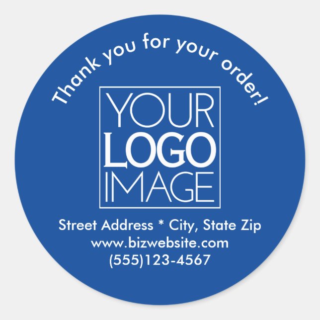 Sticker Rond Logo simple Bleu foncé et blanc Merci d'affaires (Devant)