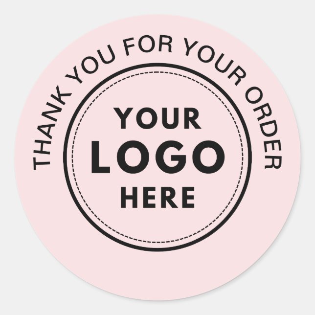 Sticker Rond Logo simple rose Merci d'entreprise (Devant)