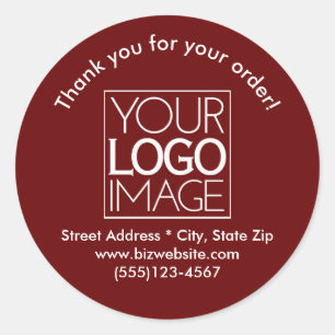 Sticker Rond Logo simple rouge foncé et blanc Merci d'entrepris